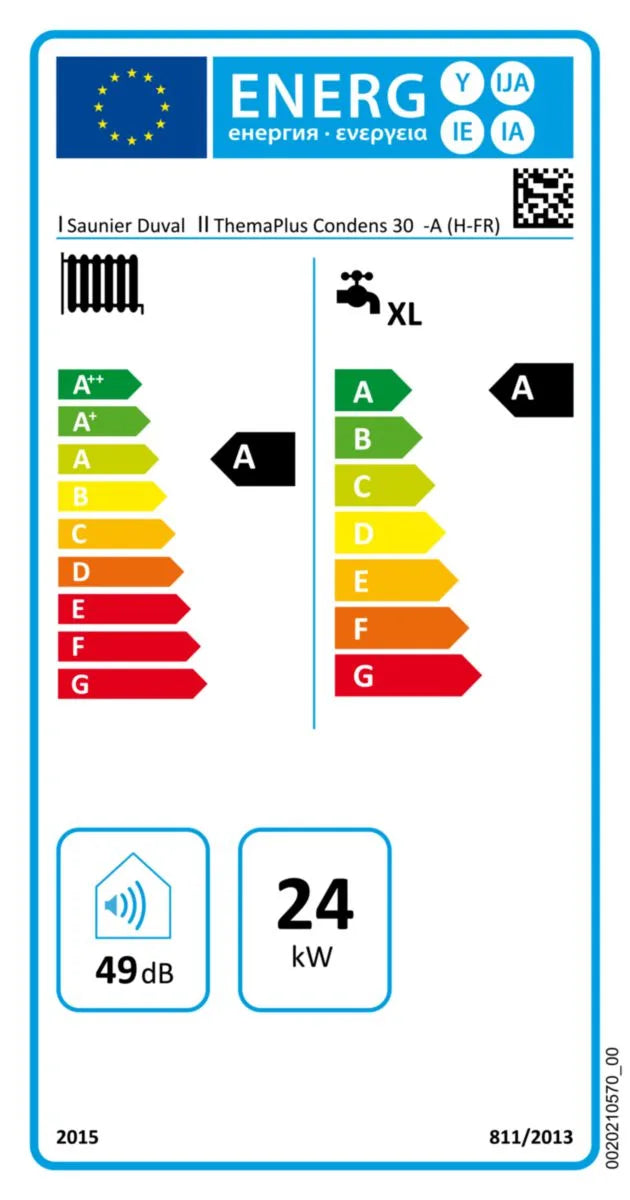 Thema Plus F30 - Chaudière Murale à condensation Mixte 30 kW, Ballon 3 l intégré