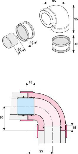 Coude de rallonge à 90° 60/100 pour chauffe-bains OPALIA F - Saunier Duval