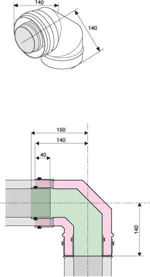 Coude de rallonge à 90° - 80/125 - pour OPALIA F - Saunier Duval